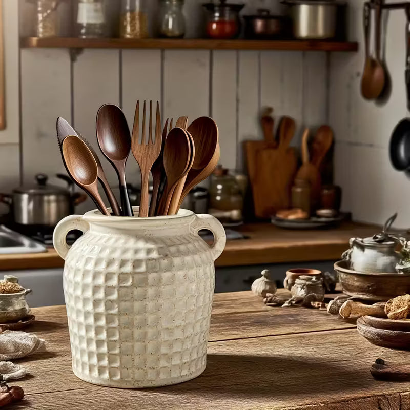 Vintage Double Handle Ceramic Vase