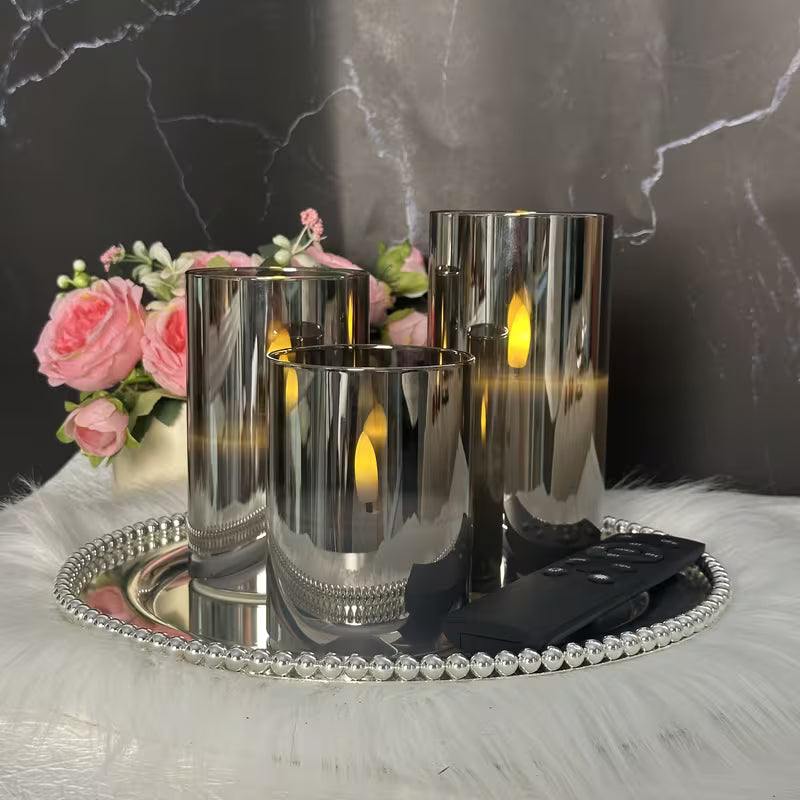 3pcs Grey Flameless Candles