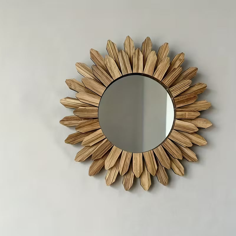 12-Inch Pine Sunburst Mirror