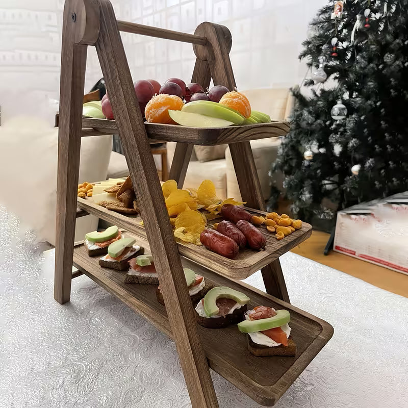 3-Tier Acacia Wood Serving Tray
