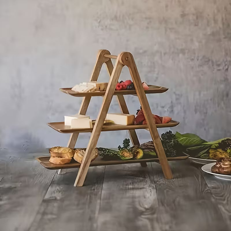 3-Tier Acacia Wood Serving Tray