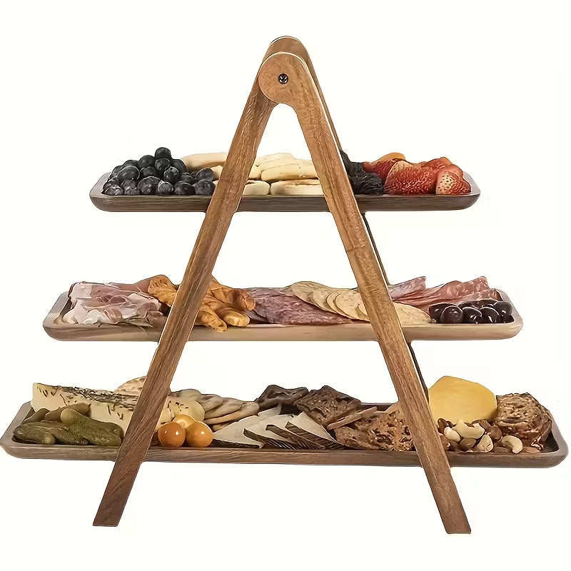 3-Tier Acacia Wood Serving Tray