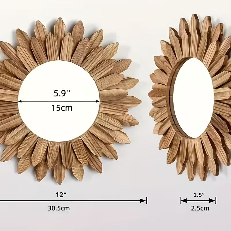 12-Inch Pine Sunburst Mirror