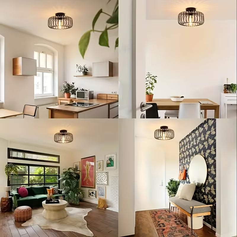 Modern Black Semi-Flush Ceiling Light