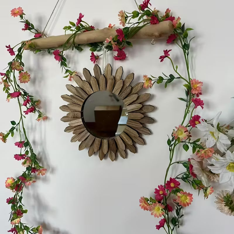 12-Inch Pine Sunburst Mirror